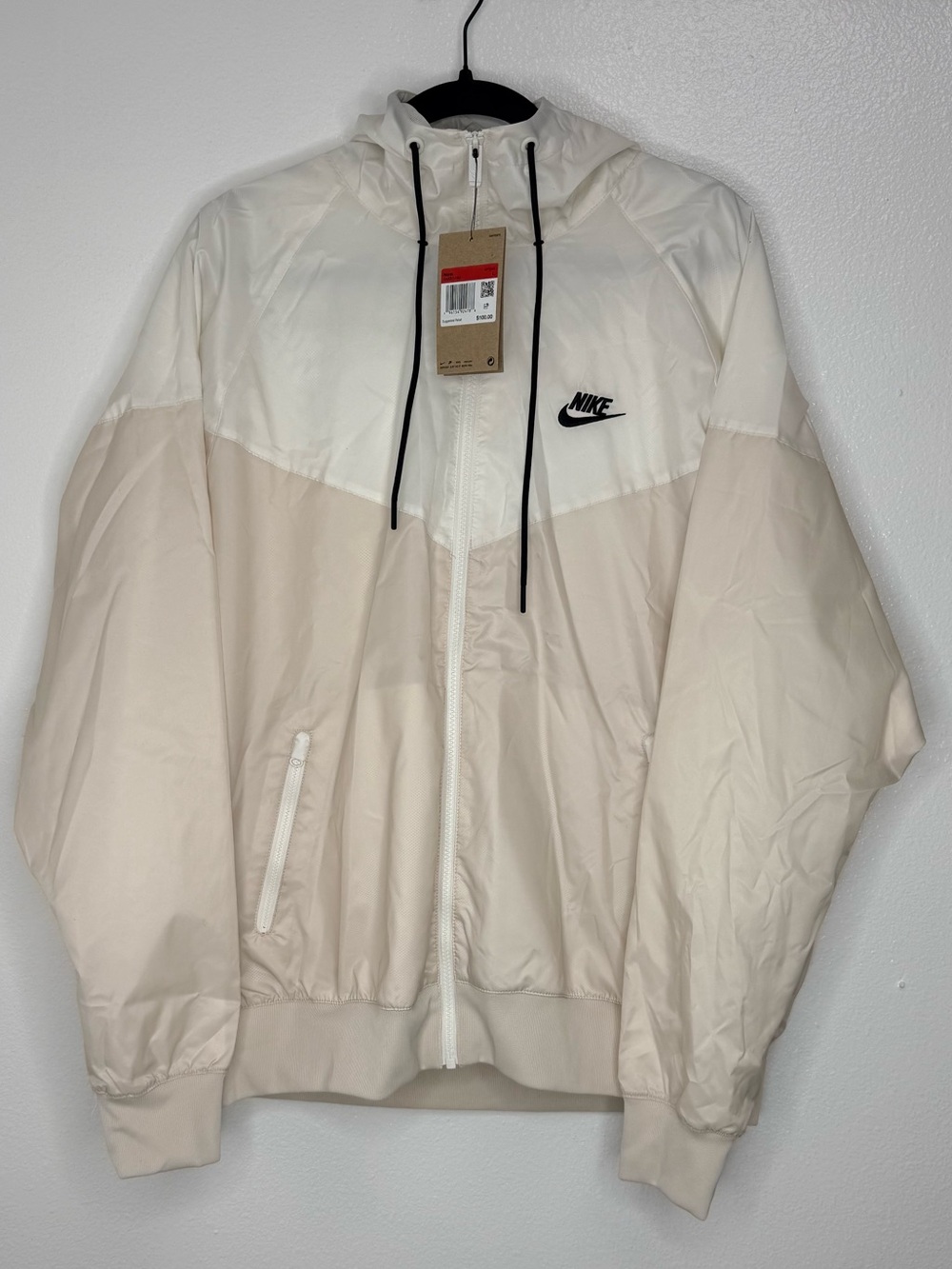 Nike White Windbreaker Jacket with Black Trim